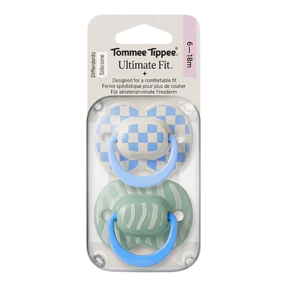 Tommee Tippee Lot de 2 Sucettes Ultimate Fit 6-18 mois – Garçon