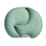 YUMMY Assiette Éléphant en Silicone avec Ventouse Vert Pastel – 4M+