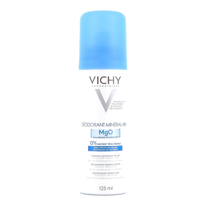 Vichy Déodorant Minéral 48H Aérosol Sans Sels d'Aluminium Peau Sensible | 125ml