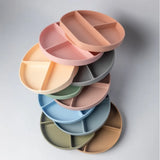 YUMMY Plato de Silicona Multi-Compartimentos con Ventosa 4M+ - Rosa Pastel