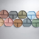 YUMMY Plato de Silicona Multi-Compartimentos con Ventosa 4M+ - Rosa Pastel