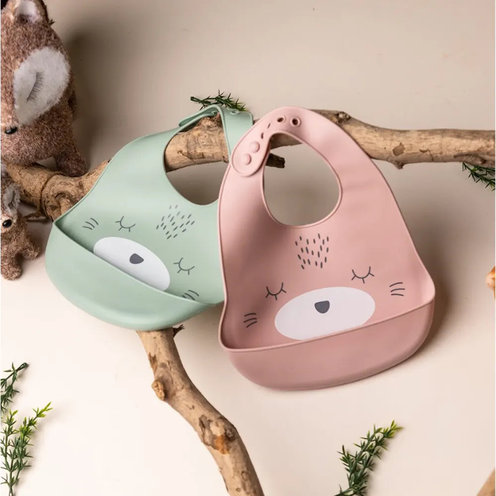 YUMMY Silicone Cat Bib with Pocket 9M+ - Sky Blue