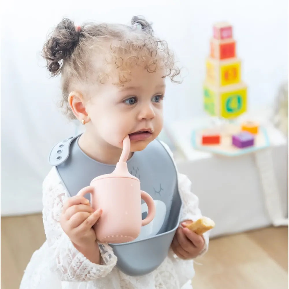 YUMMY Bavoir Chat en Silicone avec Poche 9M+ - Crème