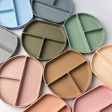YUMMY Silicone Multi-Compartment Plate with Suction Cup 4M+ - Olive Green