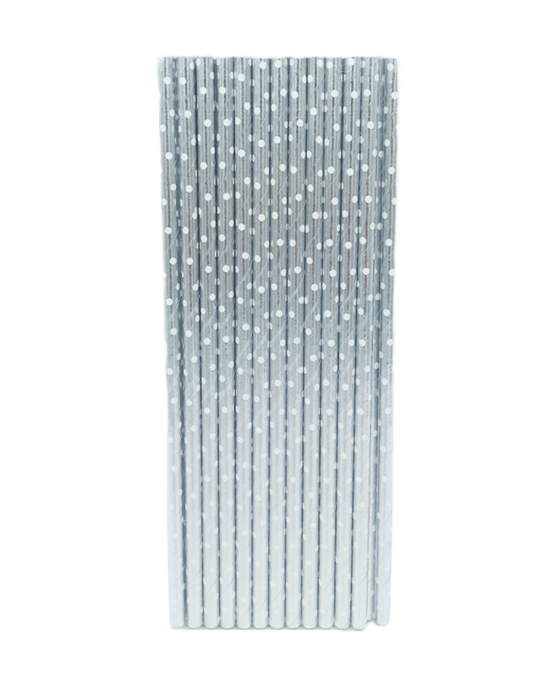 Pailles de papier jetable - Gris & Blanc