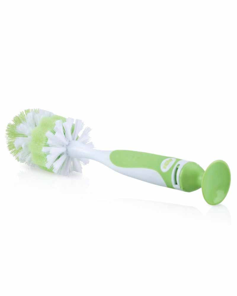 فرشاة تنظيف نوبي للرضاعات والحلمات مع قاعدة شفط - خضراء