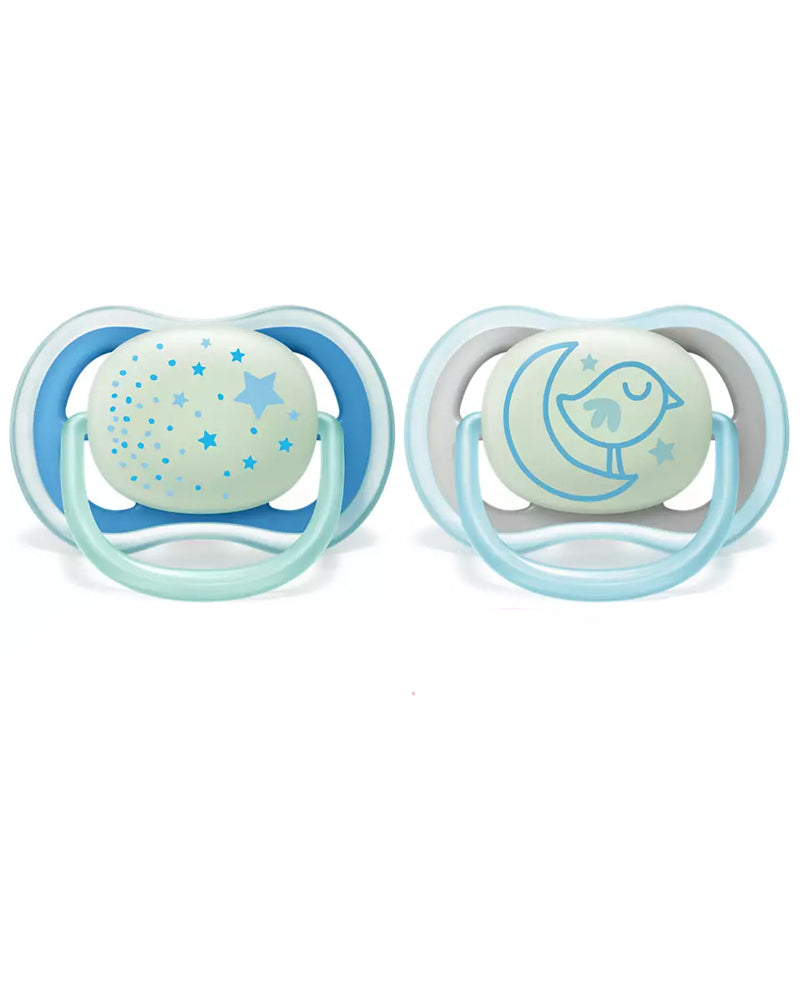 Avent Lot de 2 Sucettes Ultra Air Night 6-18m - Garçon