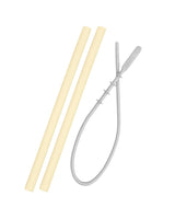 Paille MINIKOIOI avec Brosse en Silicone – Jaune