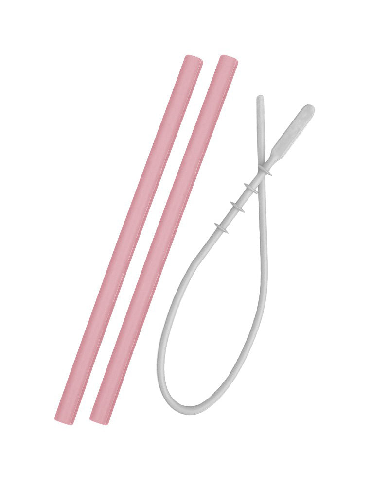 Paille MINIKOIOI avec Brosse en Silicone – Rose
